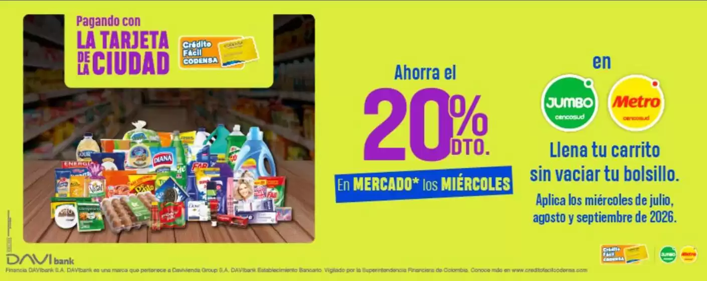 Catálogo Crédito Fácil Codensa en Piendamó | Ahorra el 20% DTO en Jumbo y Metro | 2026-09-30T00:00:00.000Z - 2026-09-30T00:00:00.000Z
