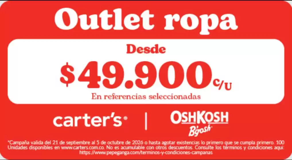 Catálogo Carter's | Outlet ropa desde: $49.900 en Ref.Selecci. | 2026-09-30T00:00:00.000Z - 2026-10-05T00:00:00.000Z
