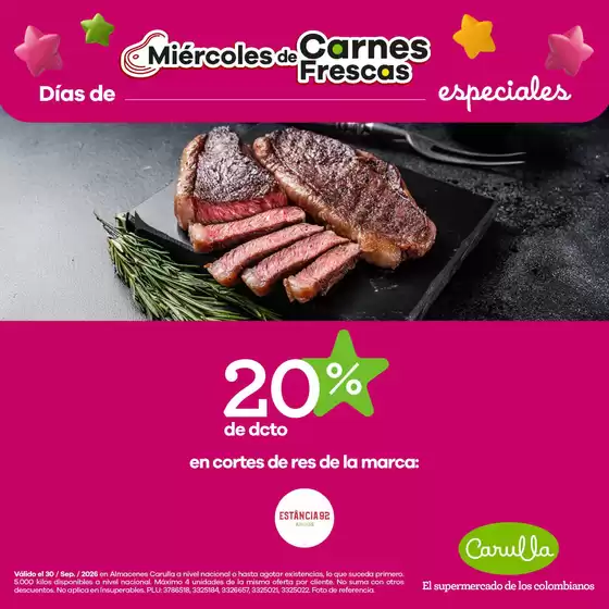 Catálogo Carulla | Descuentos Especiales en Miércoles de Carnes | 2026-09-30T00:00:00.000Z - 2026-09-30T00:00:00.000Z