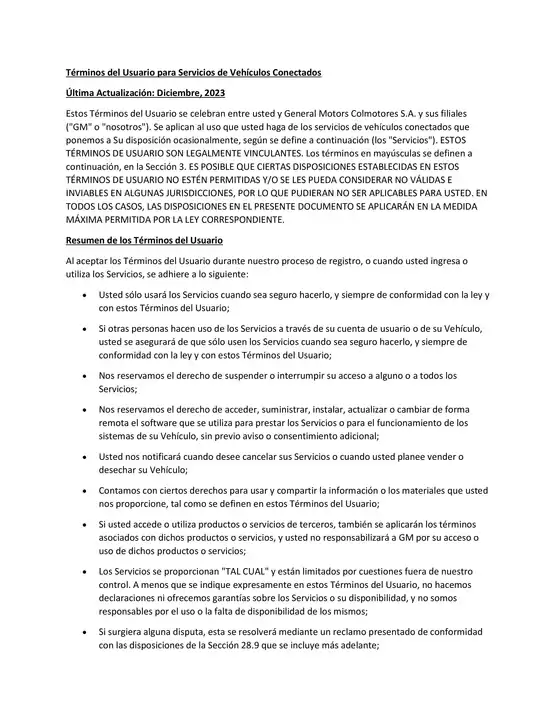 Catálogo Chevrolet | Terminos y condiciones onstar enero 2026 colombia | 2026-10-01T00:00:00.000Z - 2026-10-15T00:00:00.000Z