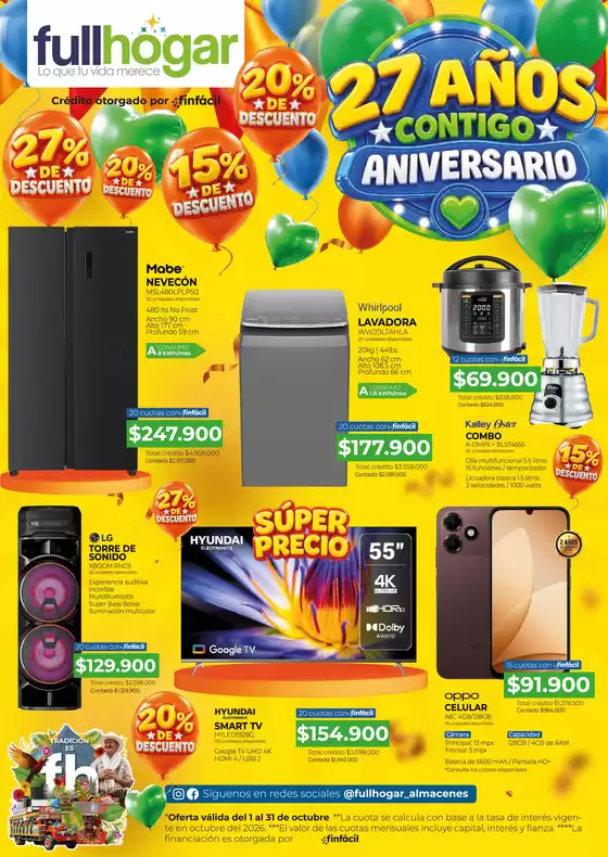 Catálogo Full Hogar | OFERTAS ANIVERSARIO FULLHOGAR OCT 2026 | 2026-10-01T00:00:00.000Z - 2026-10-31T00:00:00.000Z