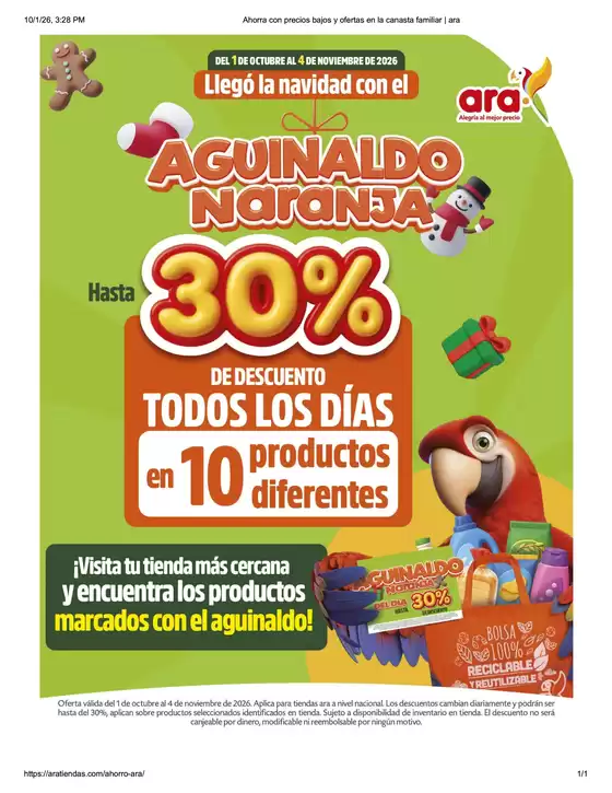 Catálogo Ara en Baranoa | Aguinaldo Naranja Hasta 10% DTO todos los dias en 10 productos diferentes | 2026-10-01T00:00:00.000Z - 2026-11-04T00:00:00.000Z