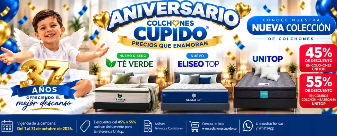 Catálogo Colchones Cupido en Tona | Descuentos del 45% y 55% OFF | 2026-10-07T00:00:00.000Z - 2026-10-31T00:00:00.000Z