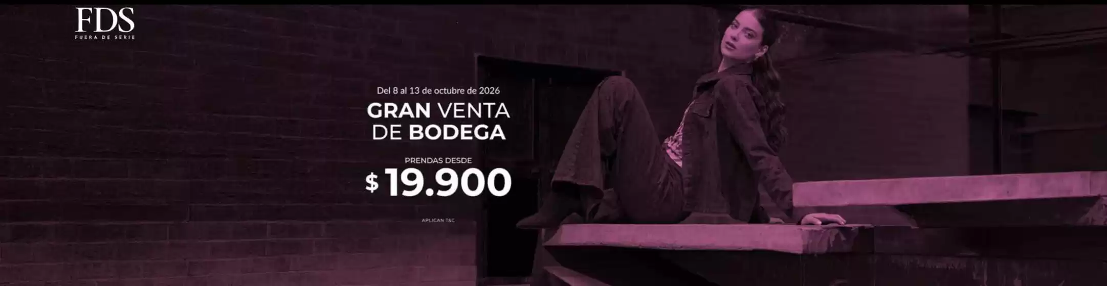 Catálogo Fuera de Serie en Mercaderes | Gran Venta de Bodega prendas desde: $19.900 | 2026-10-09T00:00:00.000Z - 2026-10-13T00:00:00.000Z