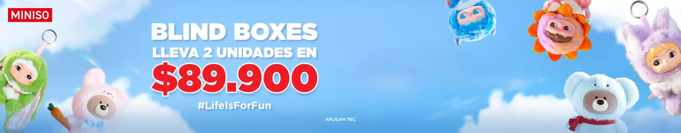 Catálogo Miniso | Blind boxes lleva 2 unidades en $89.900 | 2026-10-12T00:00:00.000Z - 2026-10-27T00:00:00.000Z