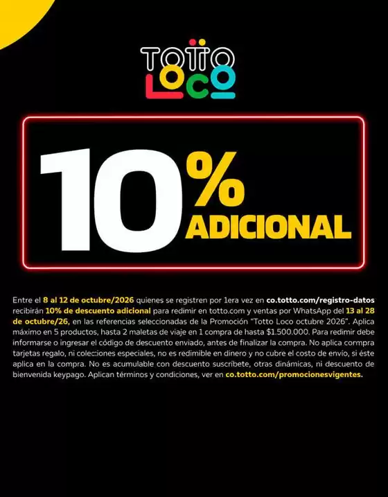 Catálogo Totto | Ofertas principales y descuentos | 2026-10-08T00:00:00.000Z - 2026-10-28T00:00:00.000Z