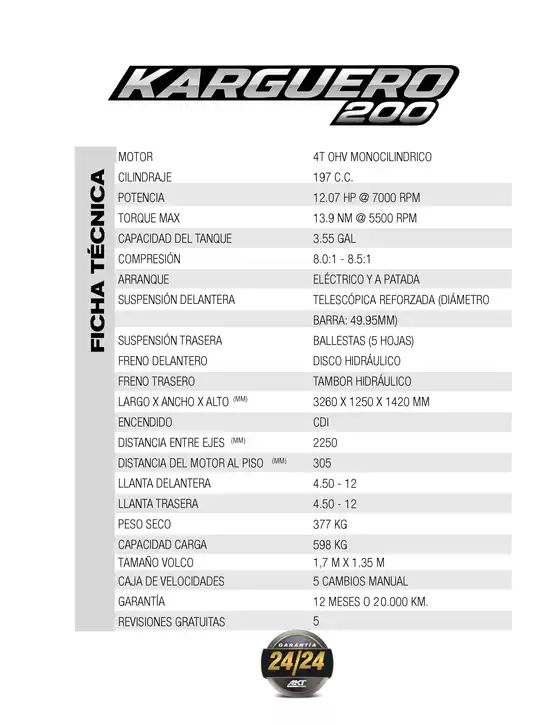 Catálogo AKT | Ficha tecnica karguero new | 2026-10-15T00:00:00.000Z - 2026-10-29T00:00:00.000Z