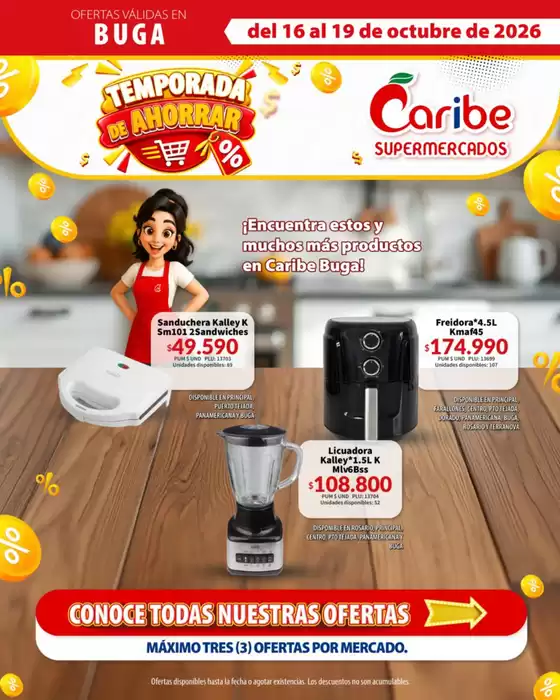 Catálogo Caribe Supermercados en Arauca | Volante buga caribe | 2026-10-16T00:00:00.000Z - 2026-10-19T00:00:00.000Z