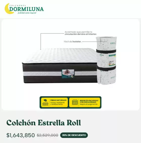 Catálogo Colchones Dormiluna | Colchón Estrella Roll 35% OFF | 2026-10-19T00:00:00.000Z - 2026-10-31T00:00:00.000Z