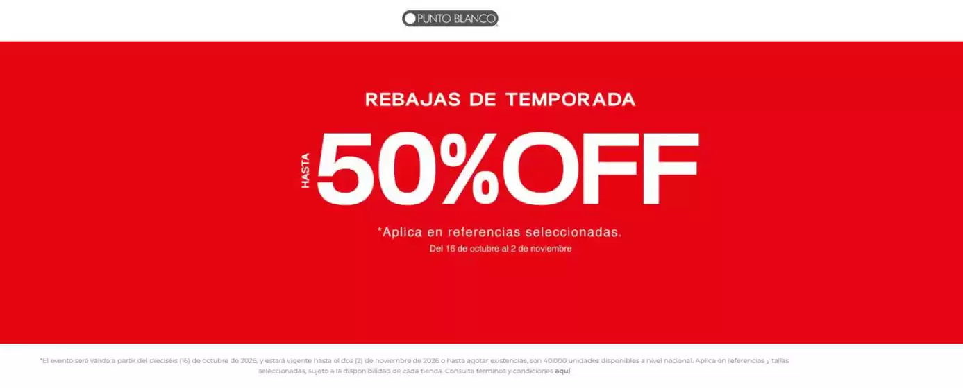 Catálogo Punto Blanco | Rebajas de Temporada | 2026-10-20T00:00:00.000Z - 2026-11-02T00:00:00.000Z