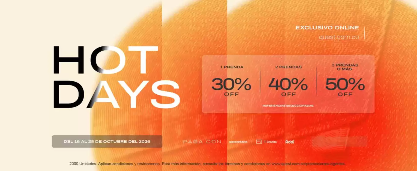 Catálogo Quest | Hot Days, Más compras, más descuentos | 2026-10-23T00:00:00.000Z - 2026-10-25T00:00:00.000Z