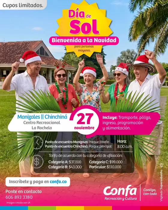 Catálogo Confa en Coveñas | Día de Sol, Bienvenida a la Navidad para personas mayores | 2026-10-26T00:00:00.000Z - 2026-11-27T00:00:00.000Z