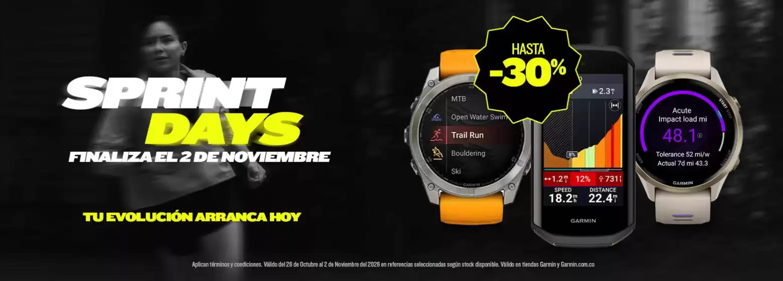 Catálogo Garmin | Sprint Days Hasta -30% OFF | 2026-10-27T00:00:00.000Z - 2026-11-02T00:00:00.000Z