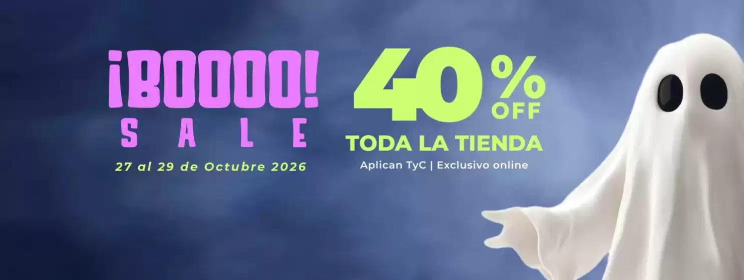 Catálogo MIC | Booo! Sale 40% OFF en toda la tienda | 2026-10-28T00:00:00.000Z - 2026-10-29T00:00:00.000Z