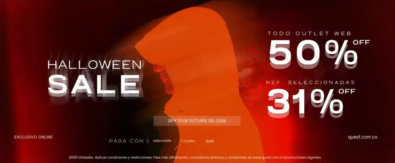 Catálogo Quest | Halloween Sale, 50% OFF todo outlet web y 31% OFF en Ref. Selecci. | 2026-10-30T00:00:00.000Z - 2026-10-30T00:00:00.000Z
