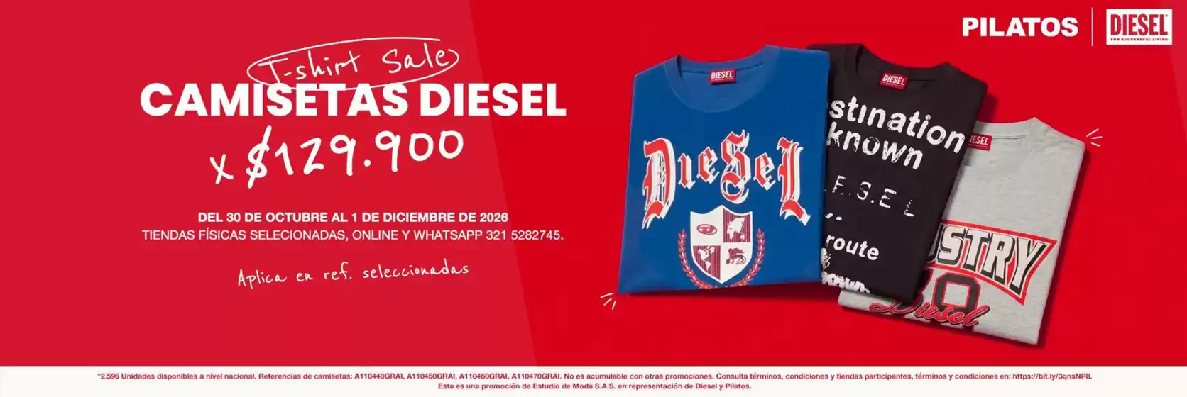Catálogo Pilatos | Camisetas Diesel $129.900 | 2026-10-30T00:00:00.000Z - 2026-12-01T00:00:00.000Z