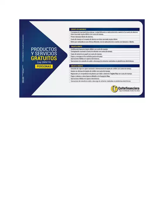 Catálogo Coltefinanciera en Medellín | Tarifas Gratuitas  | 2025-08-07T00:00:00.000Z - 2025-09-30T00:00:00.000Z