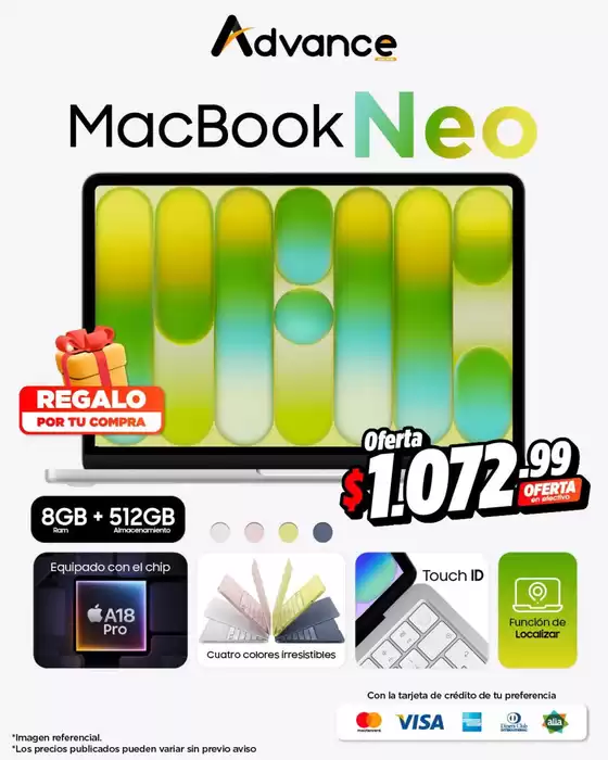 Catálogo Advance en Huaquillas | Macbook neo | 2026-08-03T00:00:00.000Z - 2026-08-31T00:00:00.000Z
