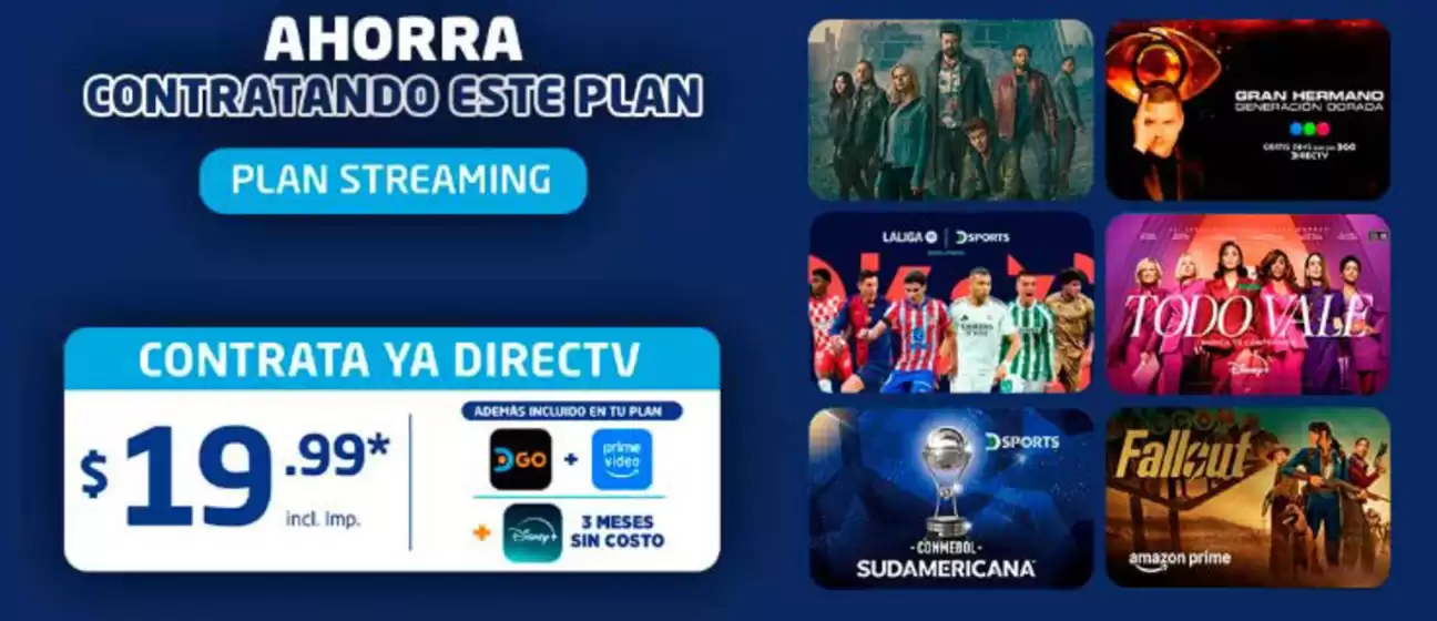 Catálogo DirecTV en Huaquillas | Ahorra contratando este plan | 2026-08-03T00:00:00.000Z - 2026-08-31T00:00:00.000Z