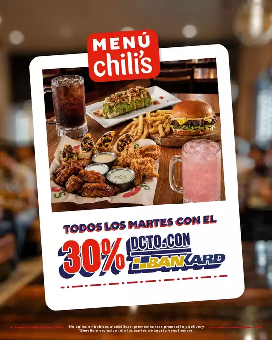 Catálogo Chili's | 30% dcti | 2026-08-12T00:00:00.000Z - 2026-09-29T00:00:00.000Z