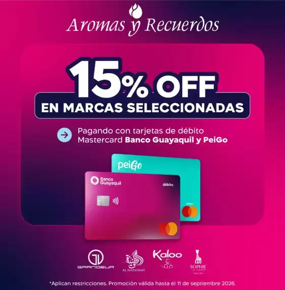 Catálogo Aromas y Recuerdos en Samborondón | 15%off en marcas seleccionadas | 2026-08-25T00:00:00.000Z - 2026-09-11T00:00:00.000Z