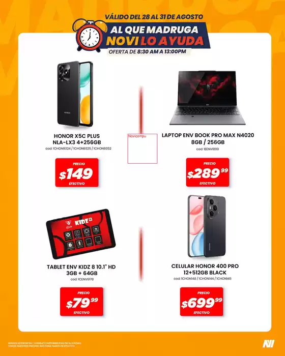 Catálogo Novicompu | Al que madruga novi lo ayuda | 2026-08-28T00:00:00.000Z - 2026-08-31T00:00:00.000Z