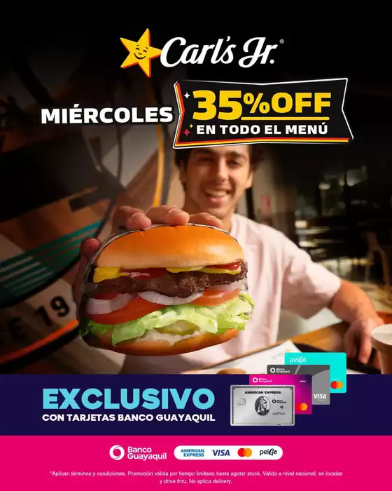 Catálogo Carl's Jr. en Loja | Miercoles 35%off en todo el menu | 2026-09-09T00:00:00.000Z - 2026-09-30T00:00:00.000Z