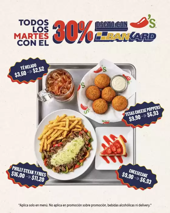 Catálogo Chili's | Todos los martes con el 30% | 2026-09-17T00:00:00.000Z - 2026-09-29T00:00:00.000Z