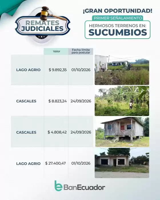 Catálogo Banecuador | Remates judiciales | 2026-09-18T00:00:00.000Z - 2026-10-01T00:00:00.000Z