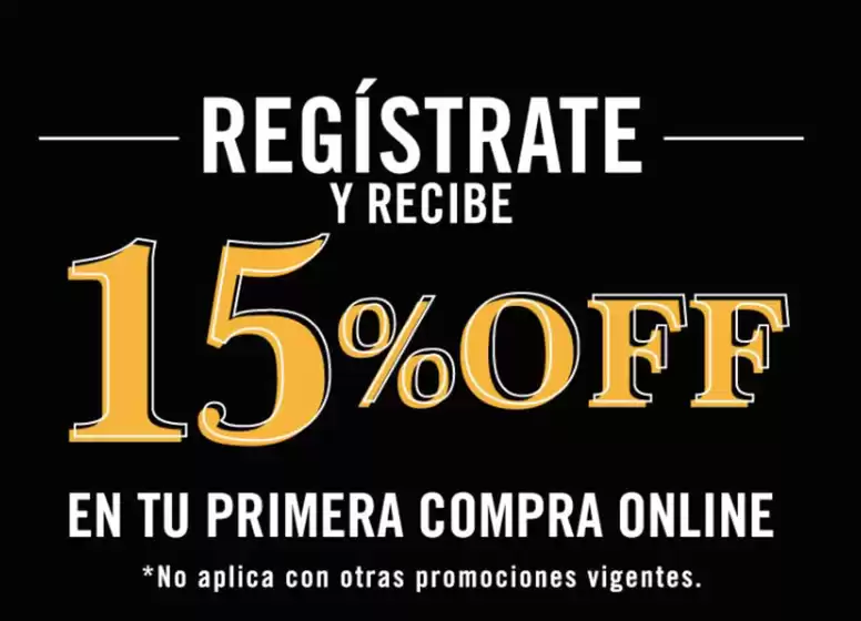 Registrate y recibe 15% off
