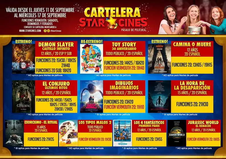 Catálogo Star Cines en Duran | Cartelera star cines | 2025-09-15T00:00:00.000Z - 2025-09-17T00:00:00.000Z