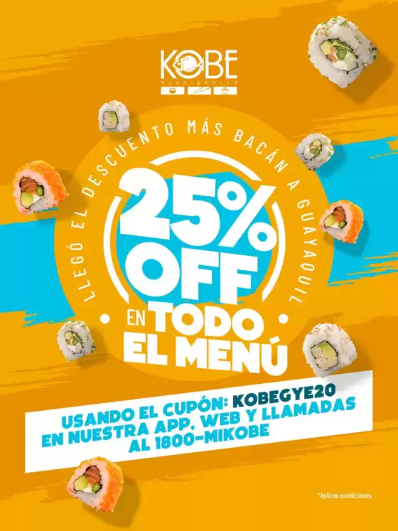 Catálogo Kobe Sushi Express en Guayaquil | 25%off en todo el menu  | 2025-10-14T00:00:00.000Z - 2025-10-27T00:00:00.000Z