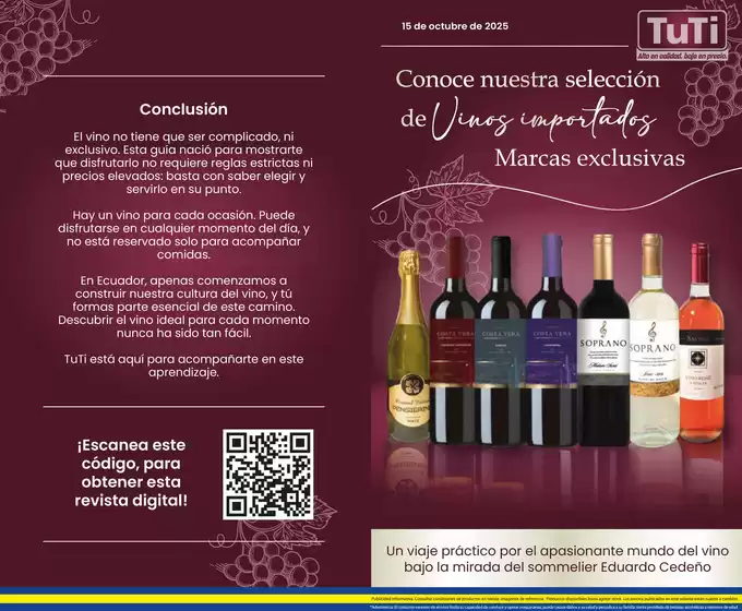 Catálogo TuTi en Pasaje Canton | Volante VINOS OCT RV 1 | 2025-10-17T00:00:00.000Z - 2025-10-31T00:00:00.000Z