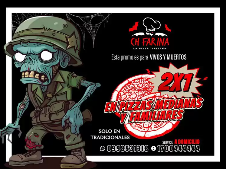 2x1 en pizzas medianas y familiares