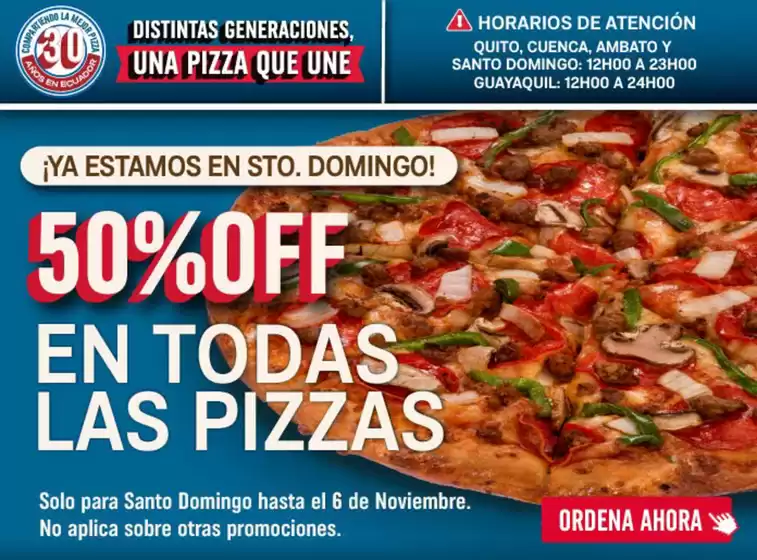 Catálogo Domino's Pizza | 50%off en todas las pizzas  | 2025-10-31T00:00:00.000Z - 2025-11-06T00:00:00.000Z