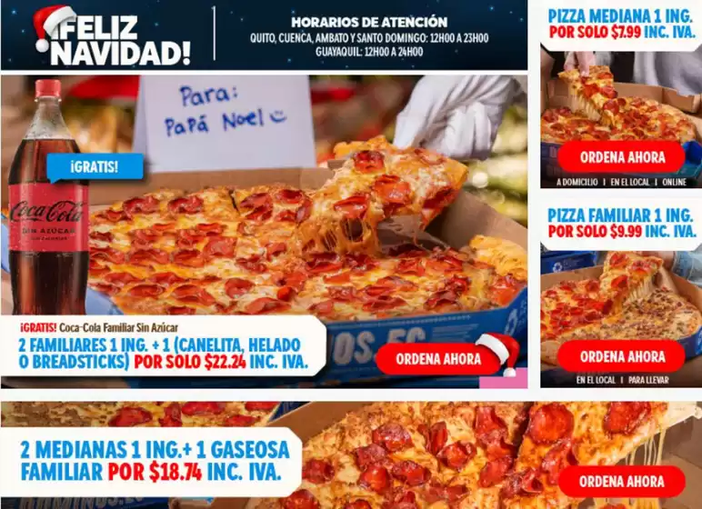 Catálogo Domino's Pizza en Guayaquil | Feliz Navidad | 2025-12-15T00:00:00.000Z - 2025-12-24T00:00:00.000Z