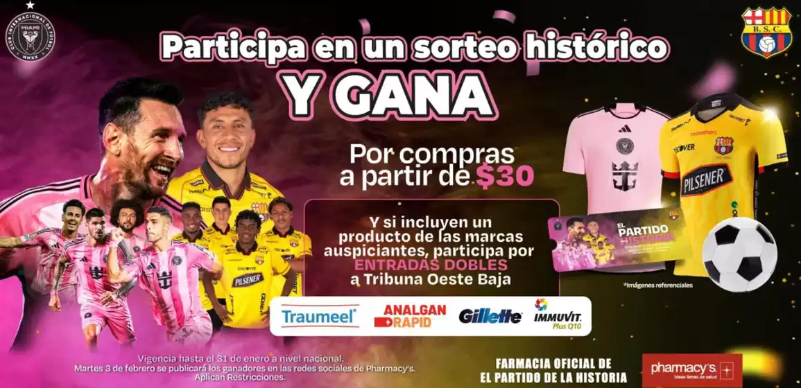 Catálogo Pharmacy's en Manta | Participa en une sorteo historico y gana | 2026-02-03T00:00:00.000Z - 2026-02-03T00:00:00.000Z
