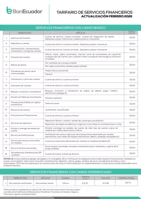 Catálogo Banecuador en Guayaquil | TARIFARIO DE SERVICIOS FINANCIEROS | 2026-03-24T00:00:00.000Z - 2026-05-31T00:00:00.000Z
