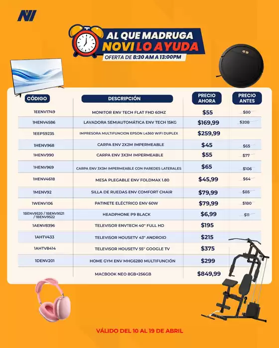 Catálogo Novicompu en Saraguro | Al que madruga novi lo ayuda | 2026-04-10T00:00:00.000Z - 2026-04-19T00:00:00.000Z