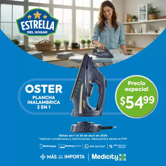 Catálogo Farmacias Medicity en Duran | Oster Plancha Inalambrica | 2026-04-30T00:00:00.000Z - 2026-04-30T00:00:00.000Z