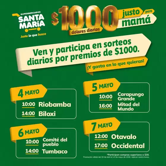 Catálogo Santa Maria en General Villamil Playas | Gangas exclusivas | 2026-04-20T00:00:00.000Z - 2026-05-13T00:00:00.000Z