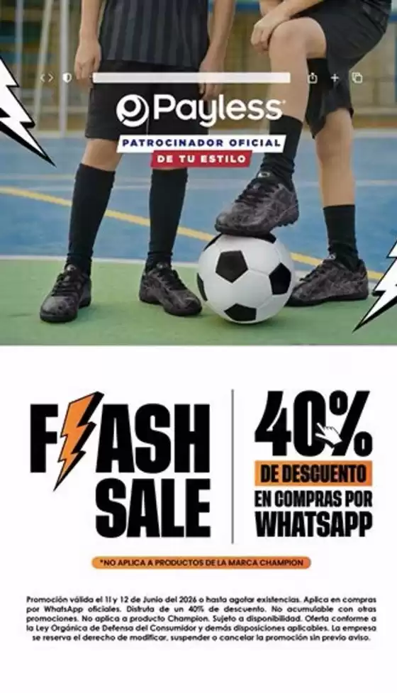 Catálogo Payless en Calderón | Flash Sale 40%de descuento | 2026-06-12T00:00:00.000Z - 2026-06-12T00:00:00.000Z