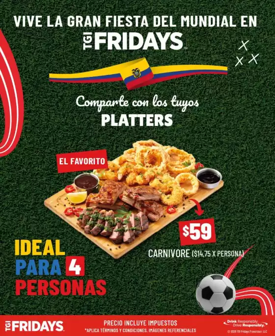Catálogo TGI Fridays | Vive la gran fiesta del mundial en TGI Fridays | 2026-06-17T00:00:00.000Z - 2026-07-31T00:00:00.000Z