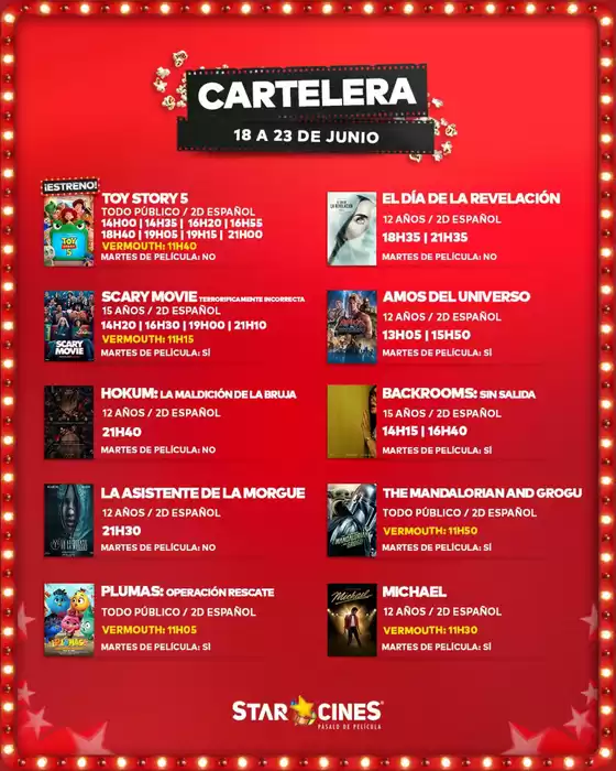 Catálogo Star Cines | Cartelera | 2026-06-22T00:00:00.000Z - 2026-06-23T00:00:00.000Z