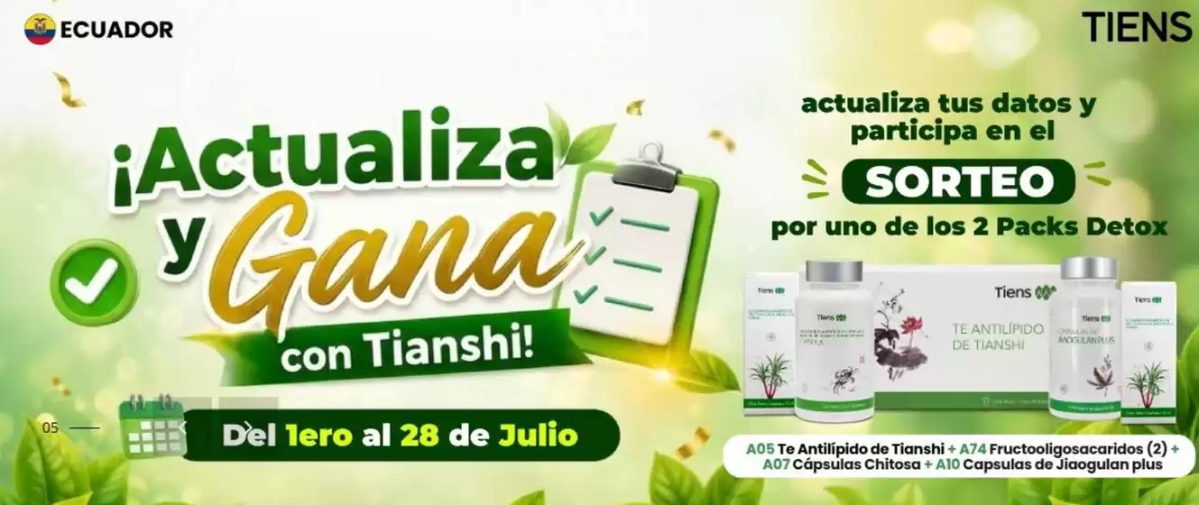 Catálogo Tiens en Colta | Actualiza y gana | 2026-07-02T00:00:00.000Z - 2026-07-28T00:00:00.000Z