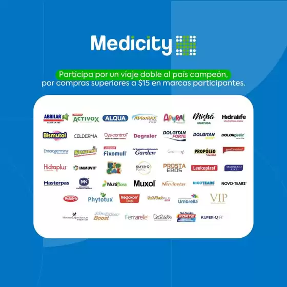 Catálogo Farmacias Medicity en Quito | Participa por un viaje doble al pais campeon | 2026-07-10T00:00:00.000Z - 2026-07-31T00:00:00.000Z