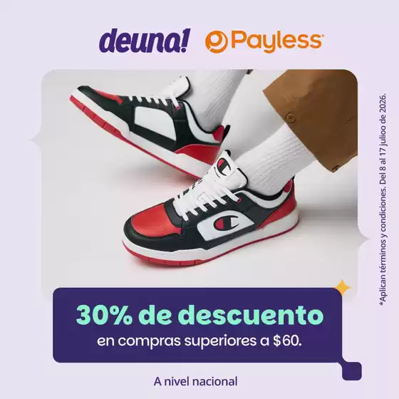 Catálogo Payless en Pujilí | 30% de descuento en compras superiores a $60  | 2026-07-13T00:00:00.000Z - 2026-07-17T00:00:00.000Z