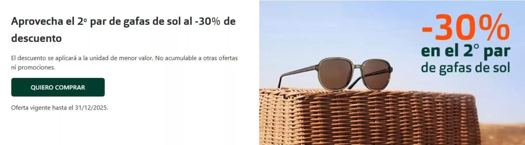 -30% en el 2º par de gafas de sol