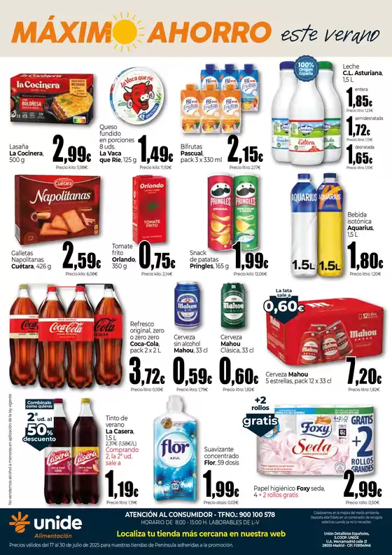 Máximo Ahorro este verano en UNIDE Alimentación Península