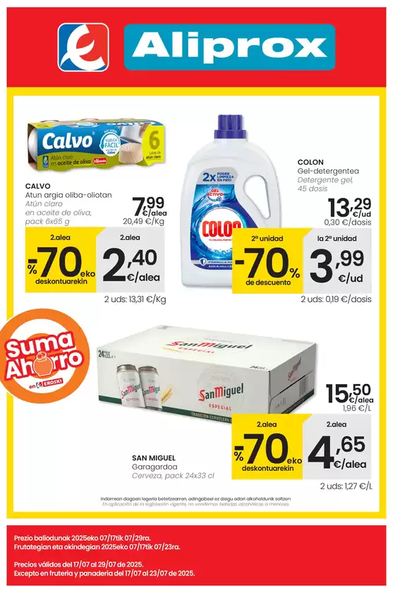 Catálogo Eroski en Barakaldo | AUKERA OFERTA Aliprox | 2025-07-17T00:00:00.000Z - 2025-07-29T00:00:00.000Z